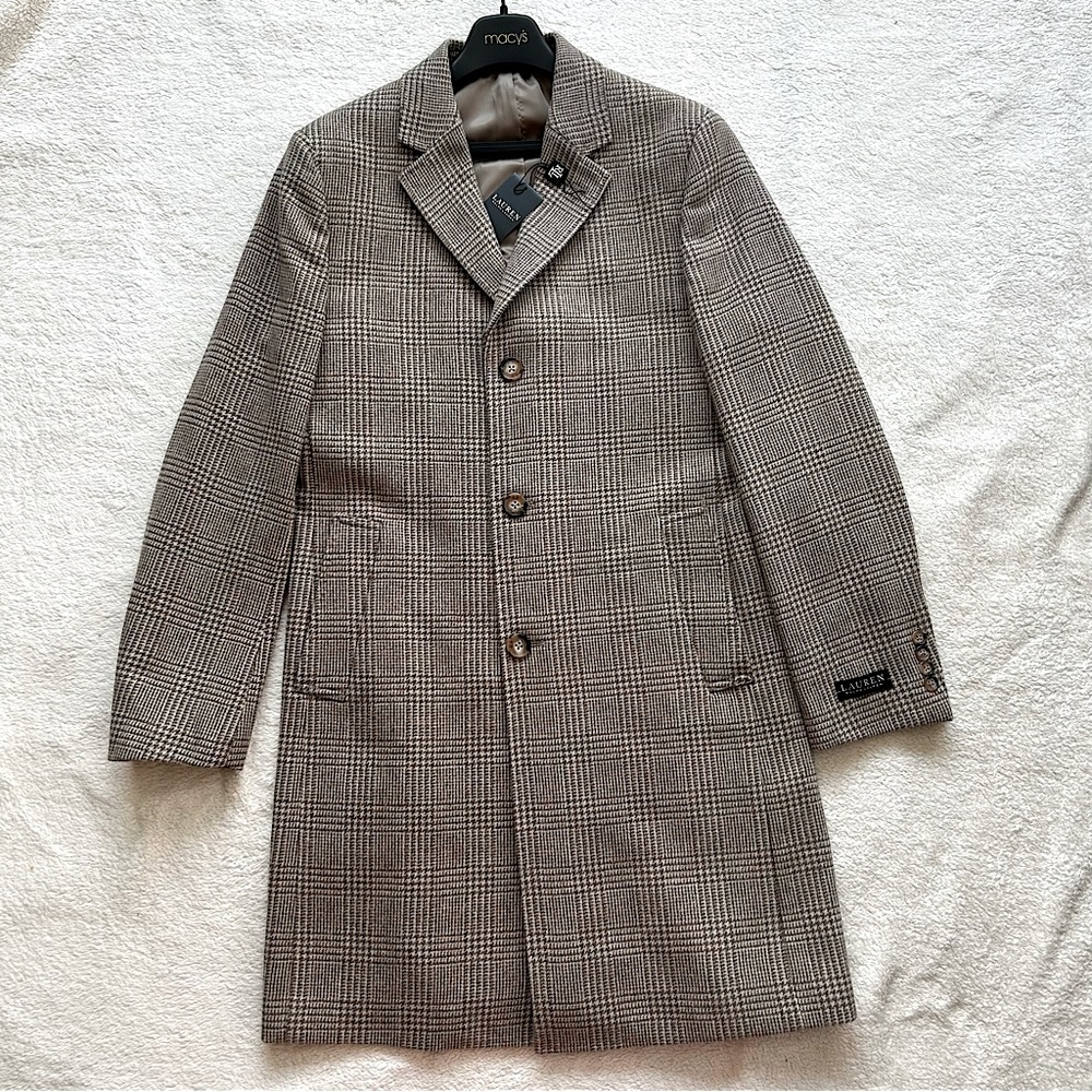 NWT LAUREN RALPH LAUREN Men’s Luther Luxury Blend Overcoat Earth 38R